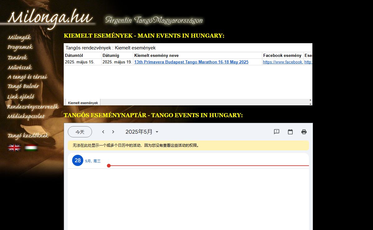 Milonga.hu - Argentin tangó Magyarországon: tánc, milonga, zene, zenekarok, előadók, események, programok, tánctanfolyamok...