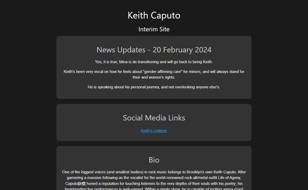 Keith Caputo Official Website - New Content Coming Soon