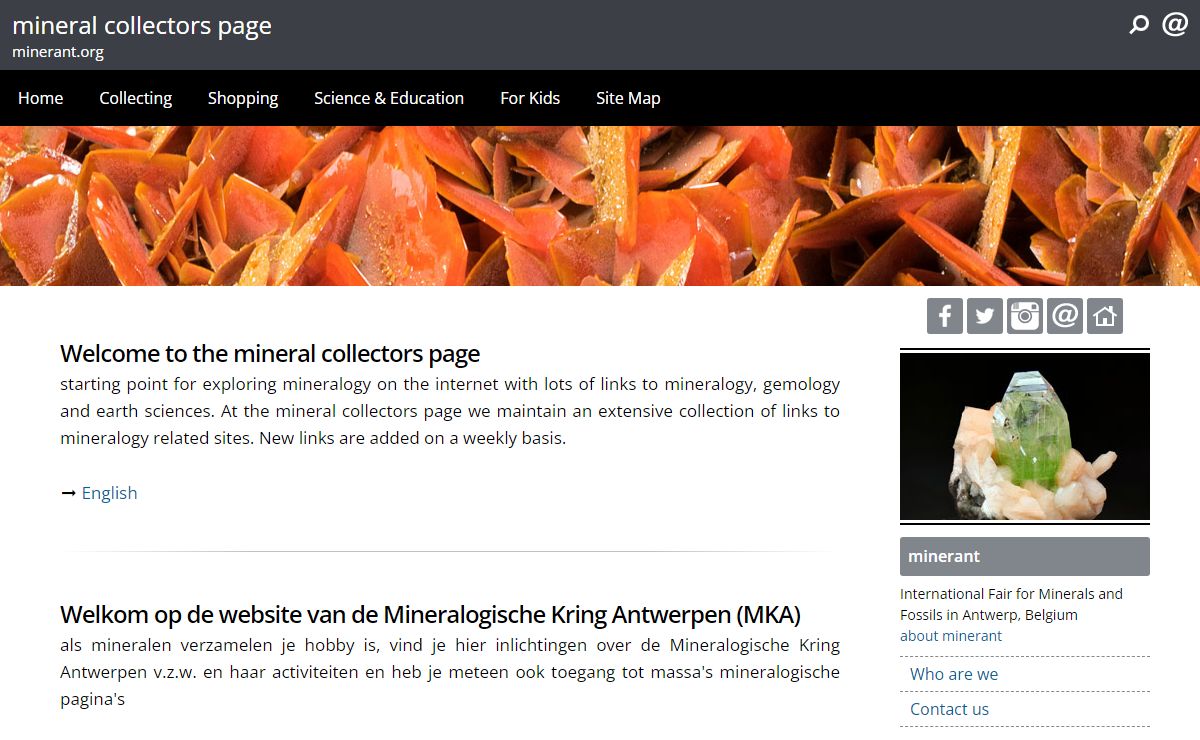 Mineral Collectors Page, starting point for exploring mineralogy on the internet