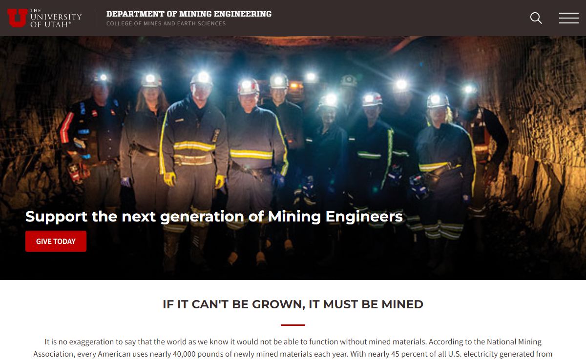 Department of Mining Engineering - The University of Utah