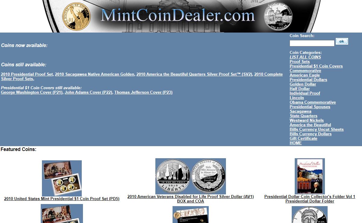 Mint Coin Dealer .com: The source for mint coins, state quarters, presidential dollar coins..