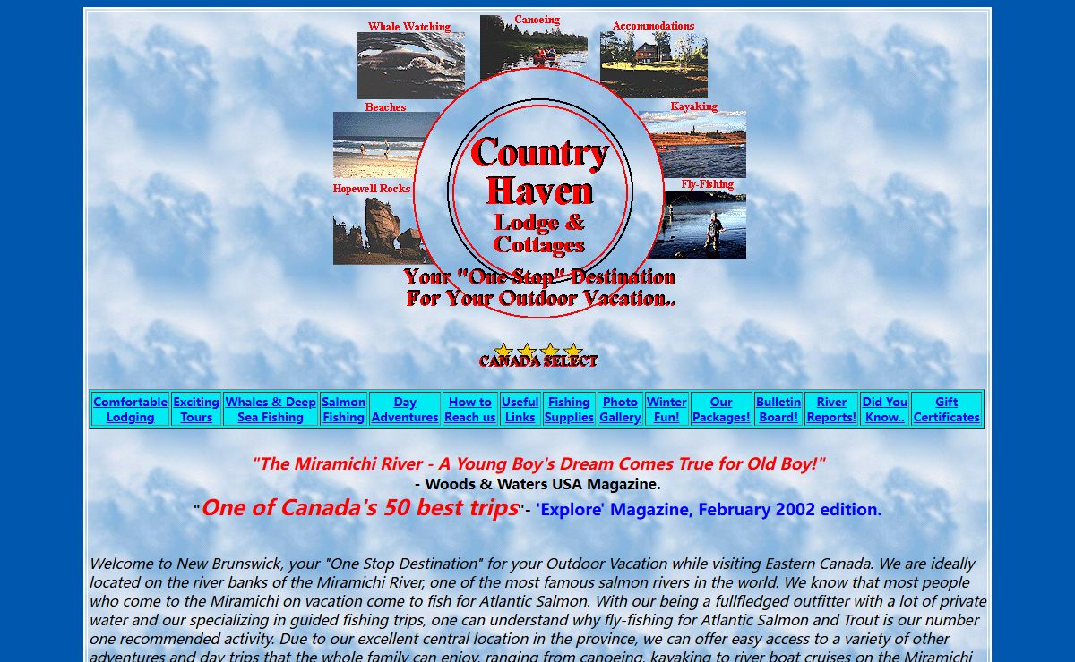 Fishing Atlantic Salmon and Outdoor Vacations and whale watching and travelling Tours from miramichi Country Haven Lodge and Cottages in Eastern Canada