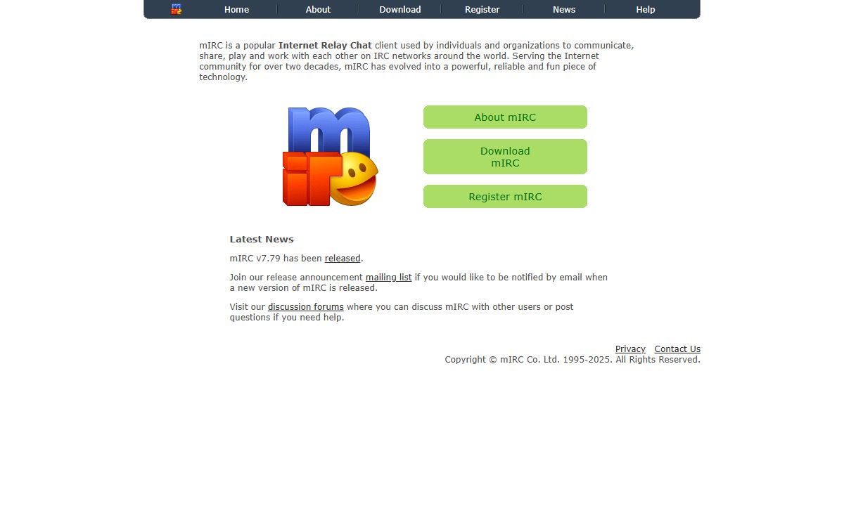 mIRC: Internet Relay Chat client