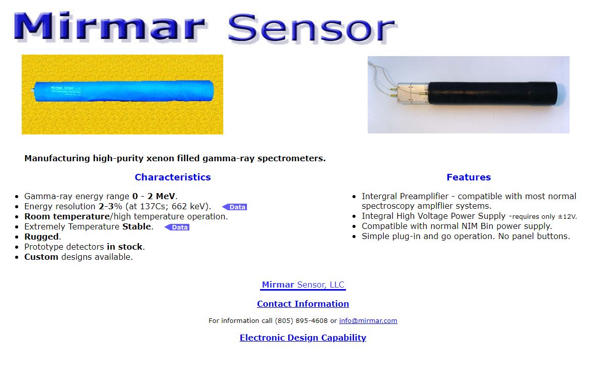 Mirmar Sensor; Xenon Gamma-Ray Detectors