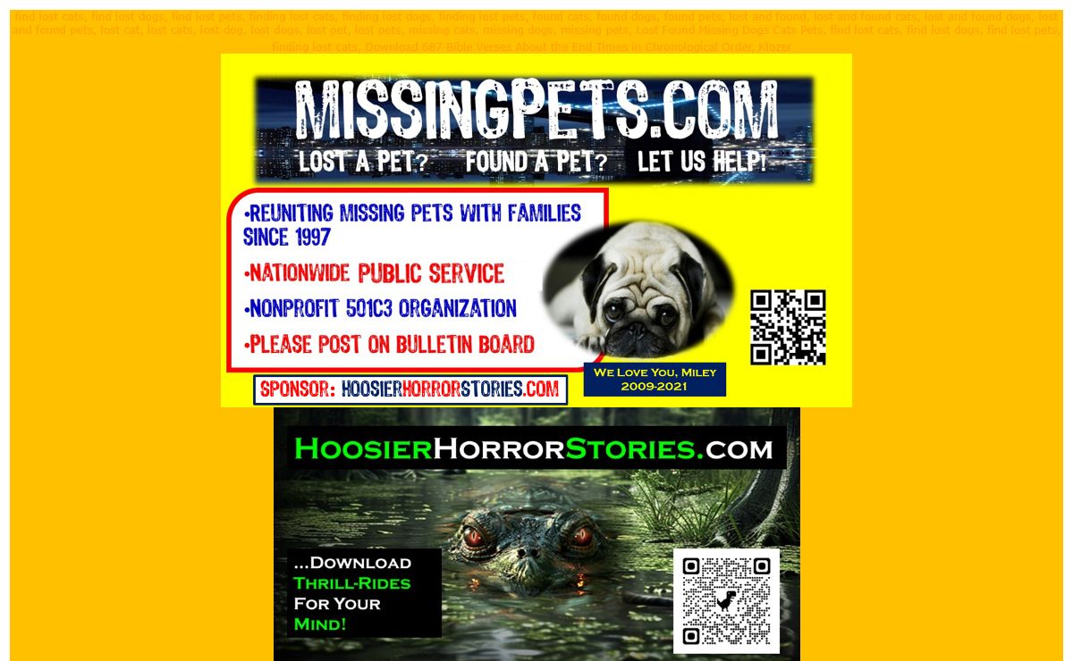 Missing Pets Web Site - Your Guide To Lost And Found Dogs, Cats, And Other Pets