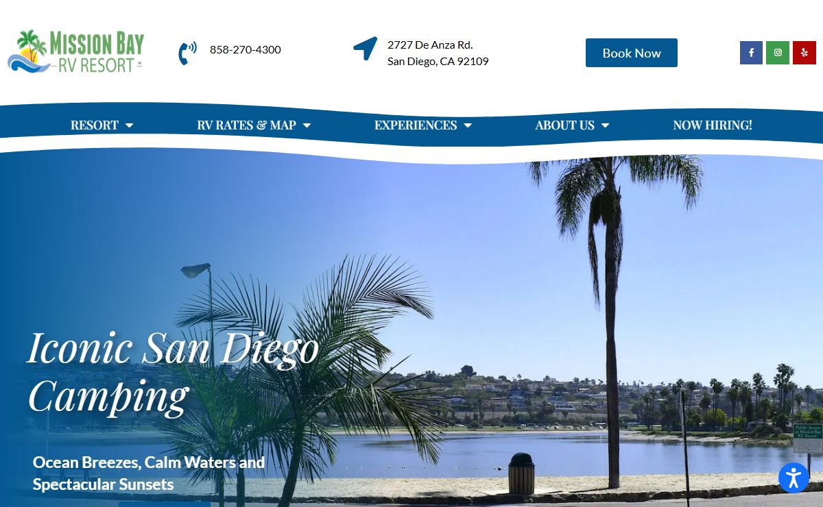 RV Park Resort & Campsites San Diego CA - RV Beach Camping & Waterfront Campgrounds Booking - Mission Bay RV Resort