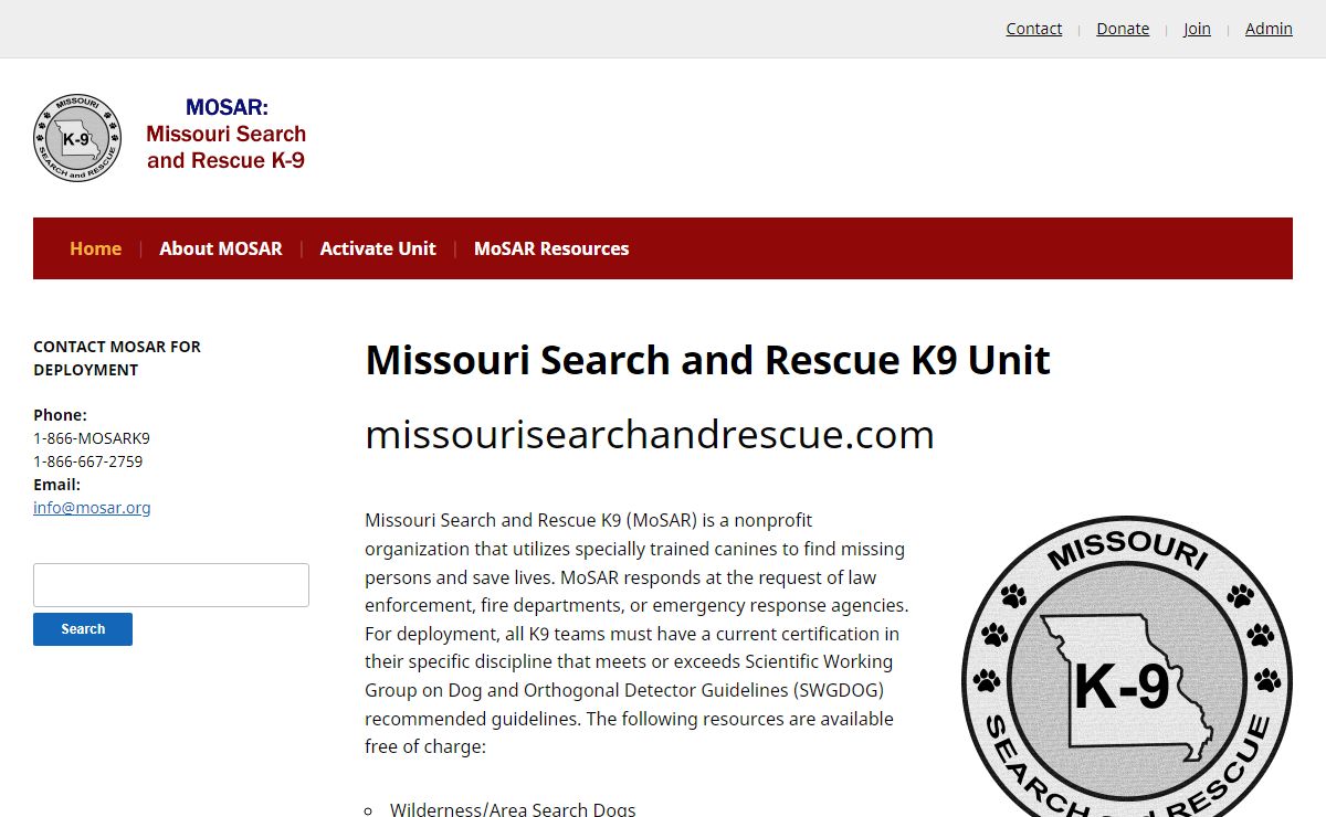 Missouri Search and Rescue K9 – MOSAR K9