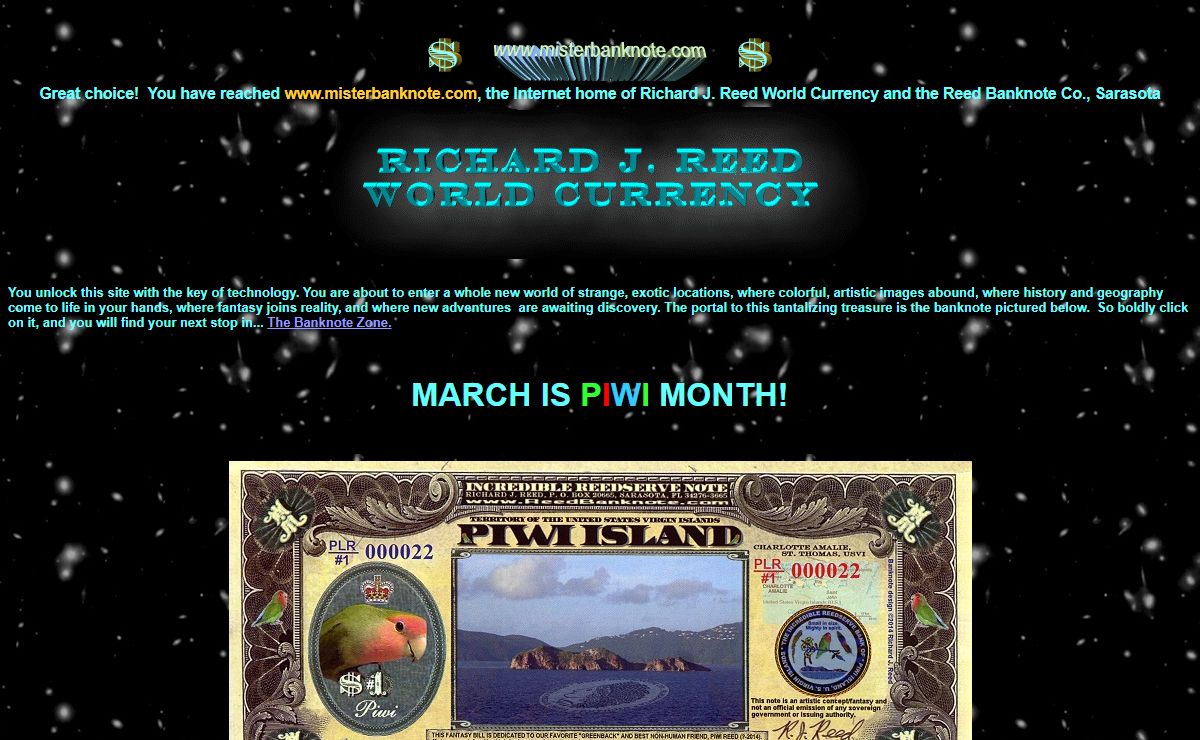 RICHARD J. REED WORLD CURRENCY - Home page: Collectible Banknotes, Coins, Stocks, Bonds, Checks, and Numismatic Literature
