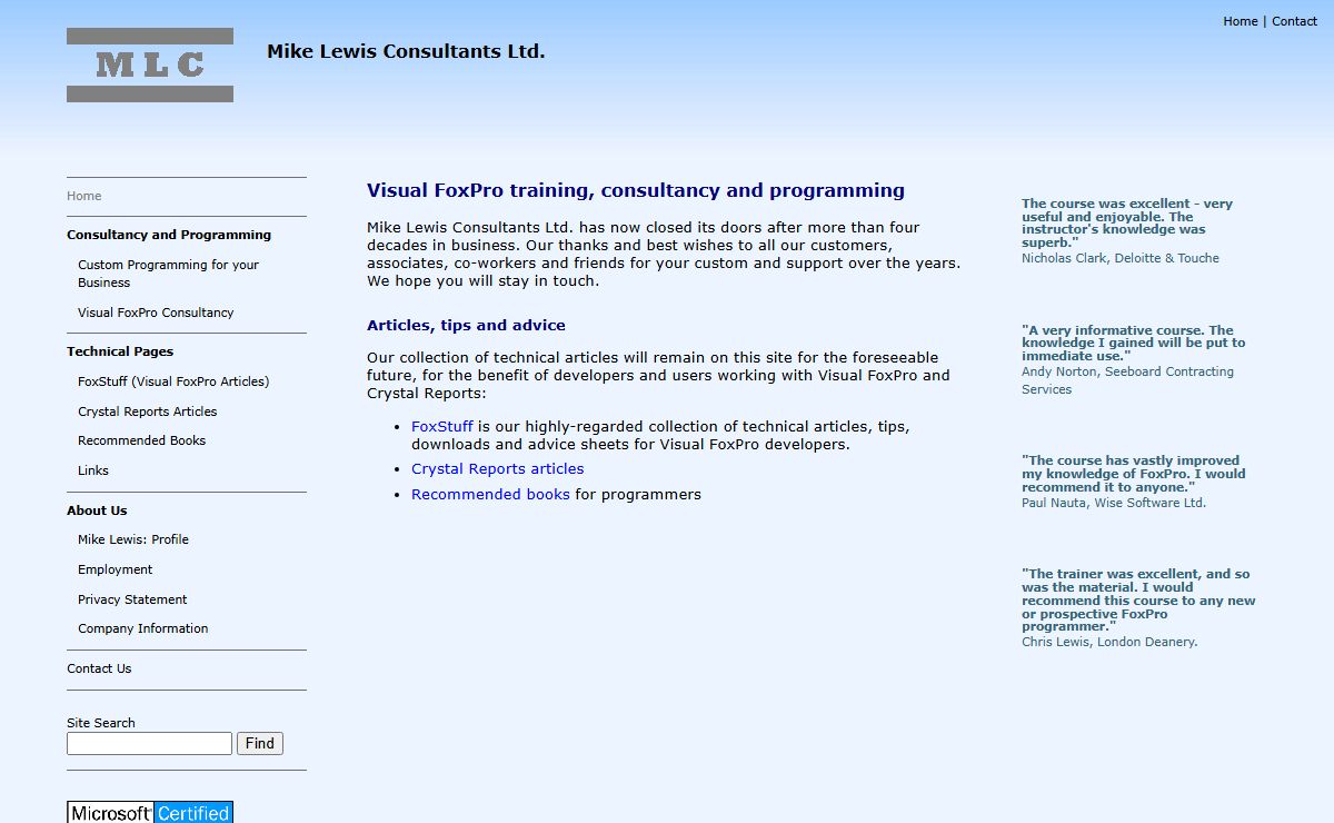 Visual Foxpro training, consultancy and programming. UK based (Edinburgh, Scotland)