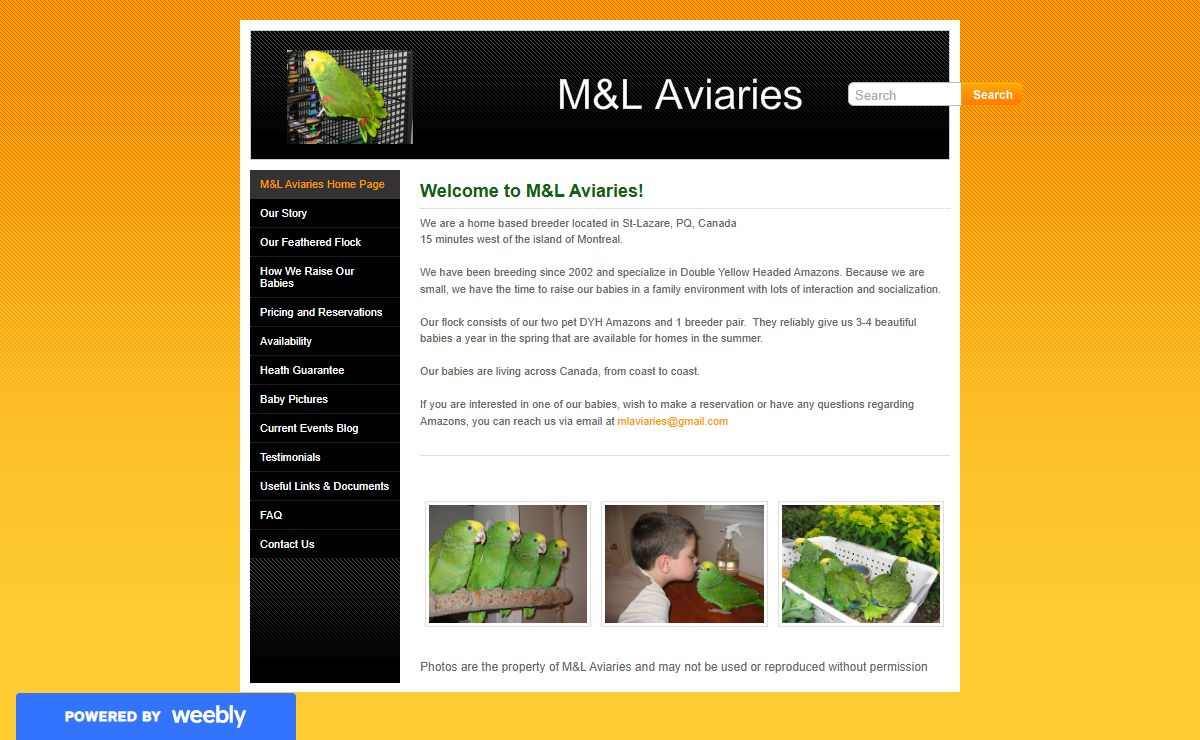 M&L Aviaries - M&L Aviaries Home Page