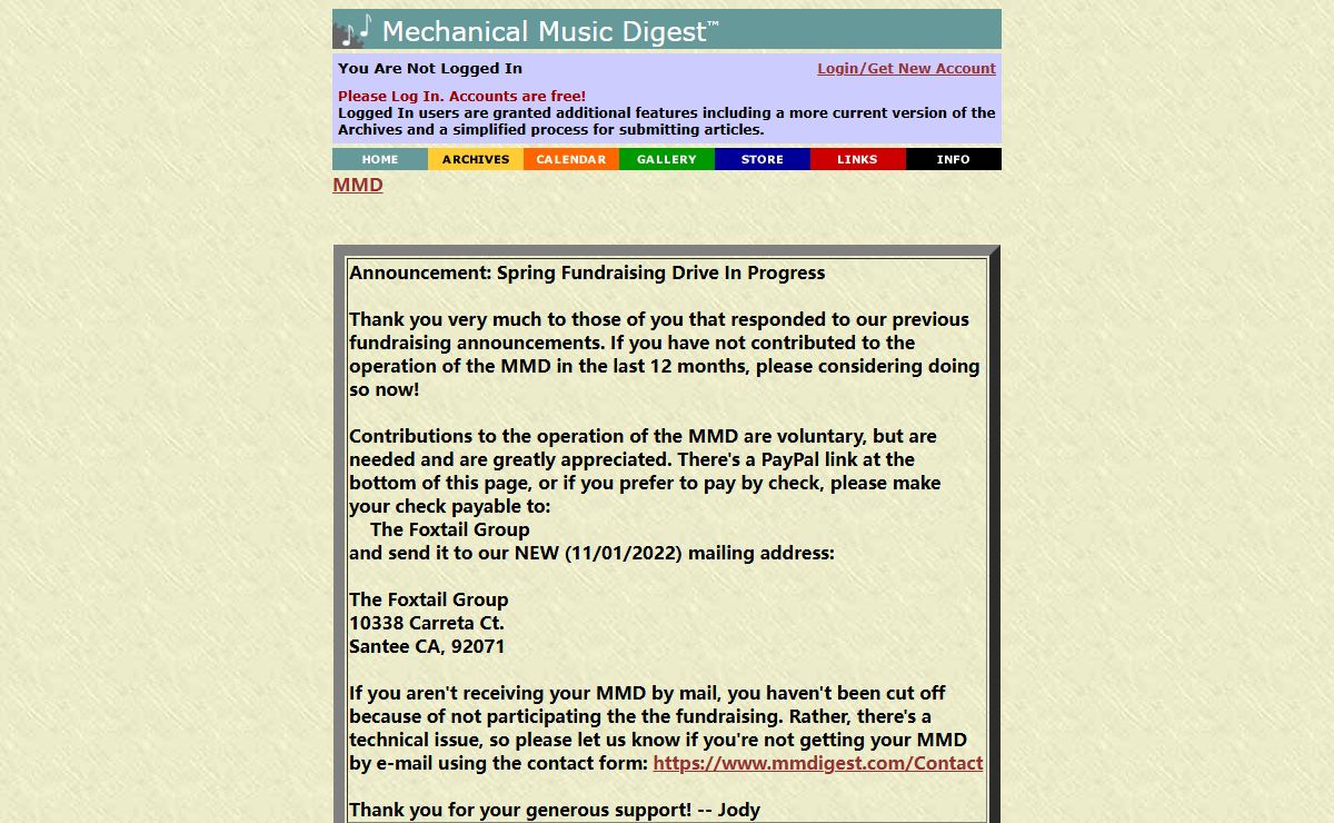 Mechanical Music Digest - Home