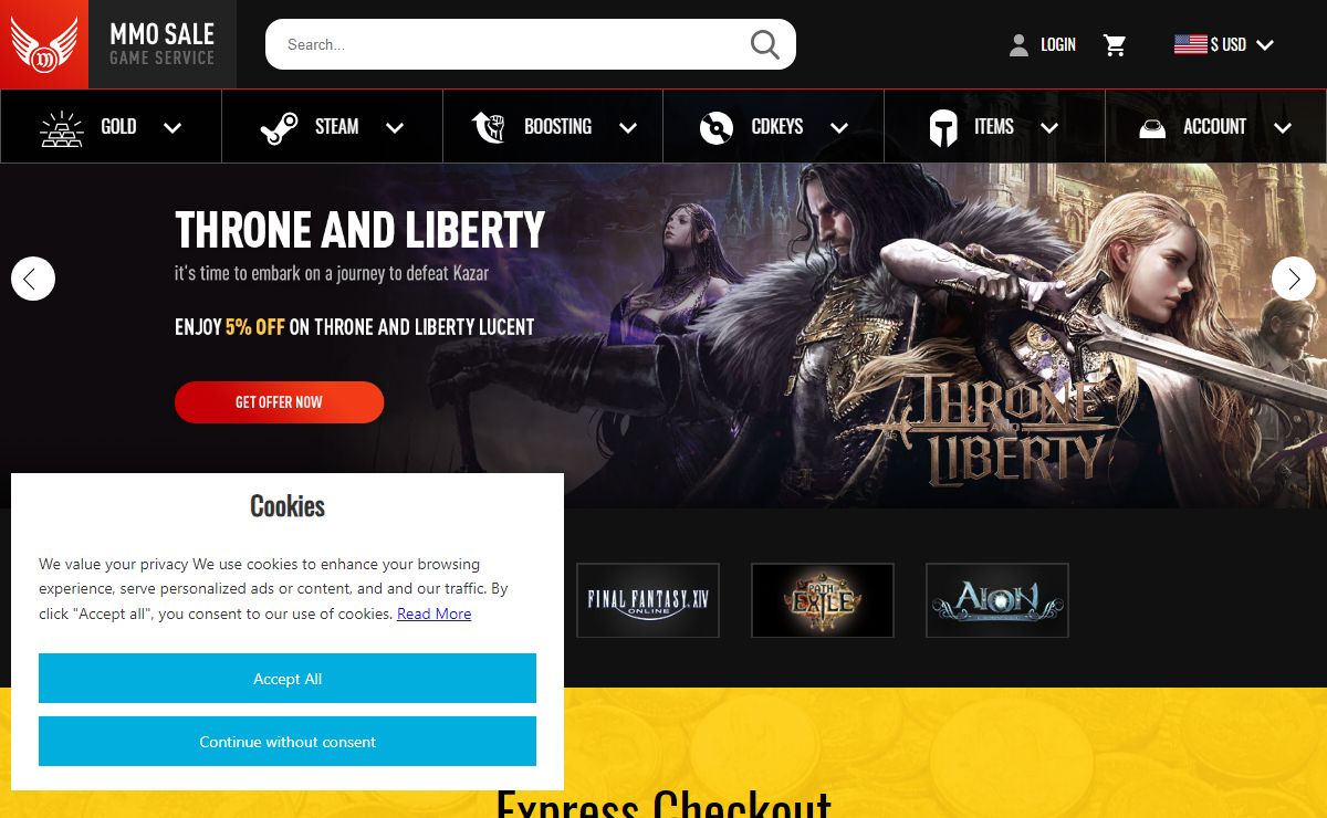 Buy WOW Gold, FFXIV Gil, SWTOR Credit, Lost Ark Gold, ESO Gold etc. - MMOSALE.COM