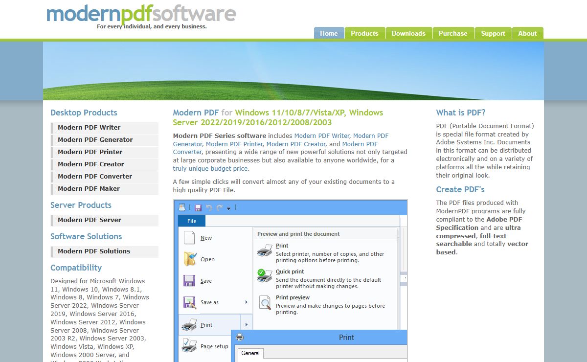 Modern PDF Software Solutions - PDF Writer, PDF Creator, PDF Printer, PDF Generator, PDF Converter, and PDF Server