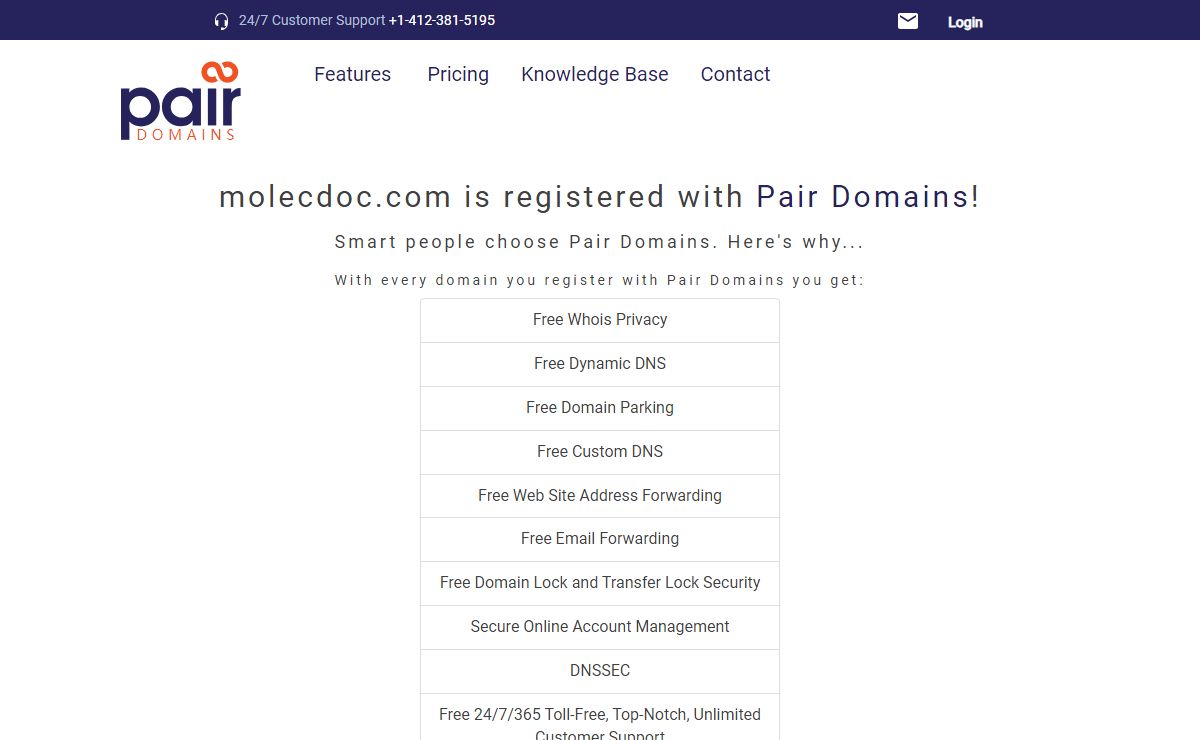 molecdoc.com is registered with Pair Domains