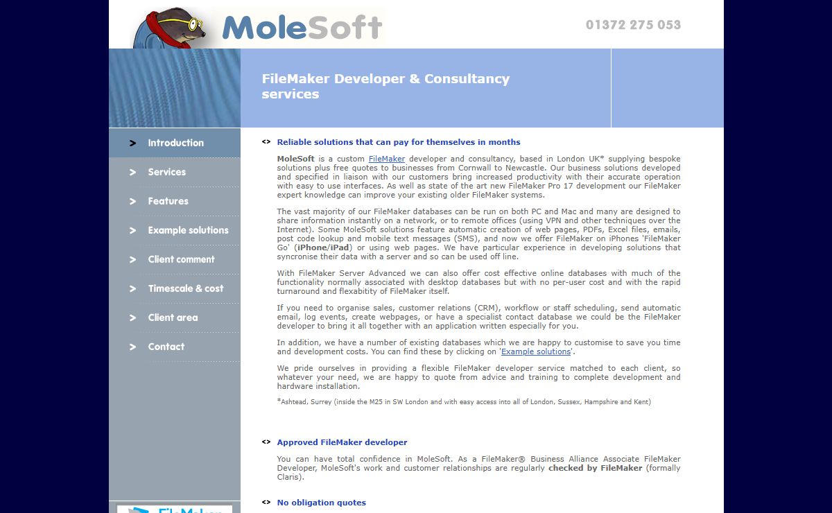 FileMaker Developer UK - MoleSoft - A FileMaker Consultancy & FileMaker Developer