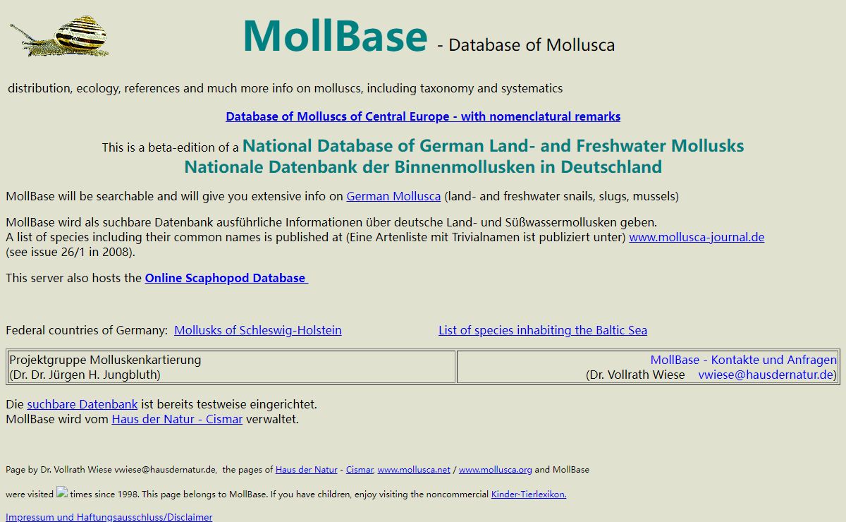 MollBase - Germany, national database of mollusca
