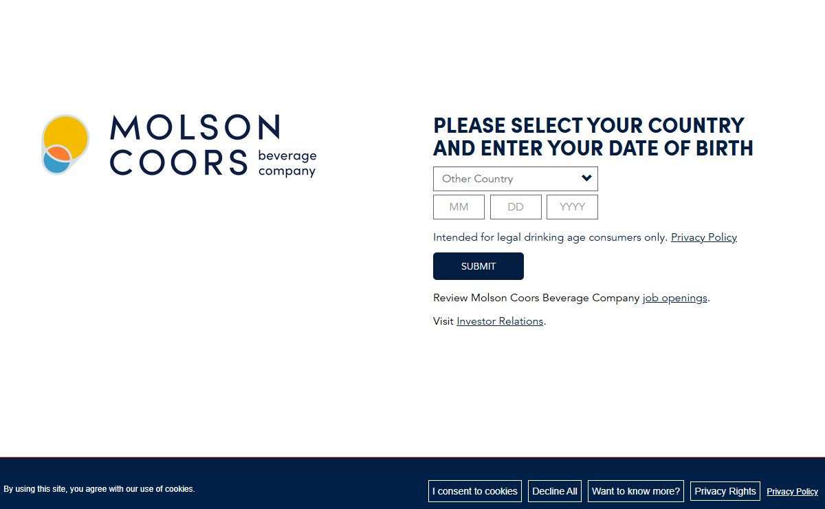 Age Verification | Molson Coors