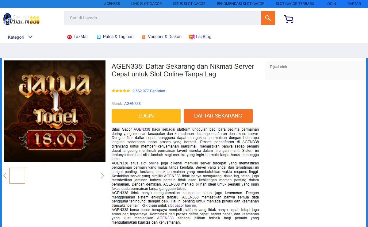AGEN338: Daftar Sekarang dan Nikmati Server Cepat untuk Slot Online Tanpa Lag