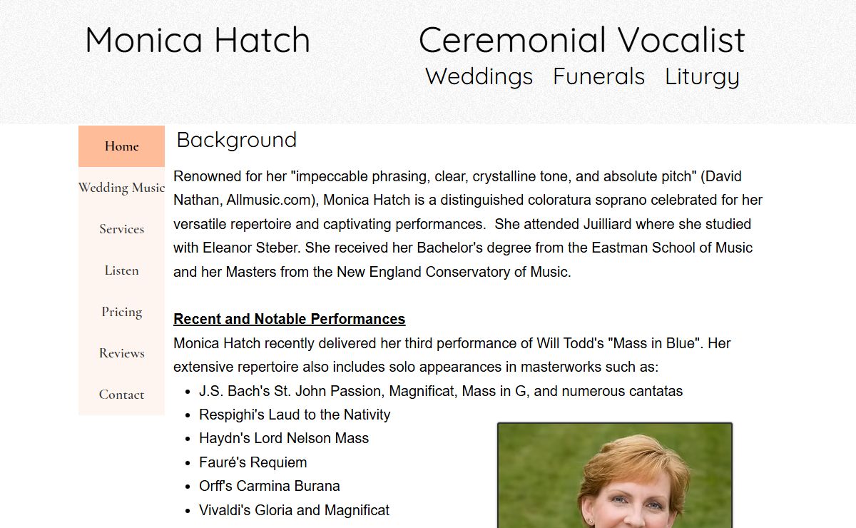 Monica Hatch, Ceremony Vocalist, Catholic Cantor, weddings, funerals and more!