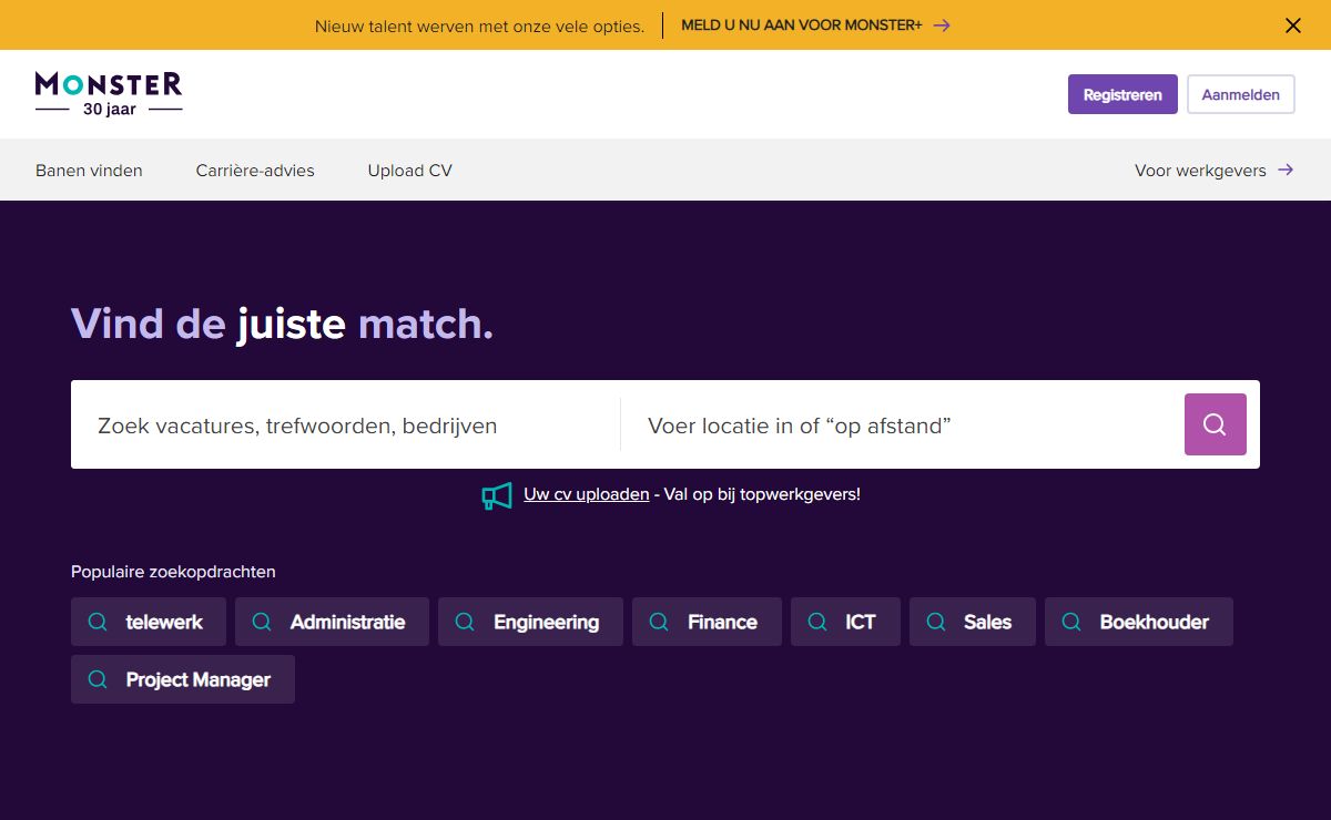 Jobs zoeken. Werk vinden. Online CV. | Monster.be