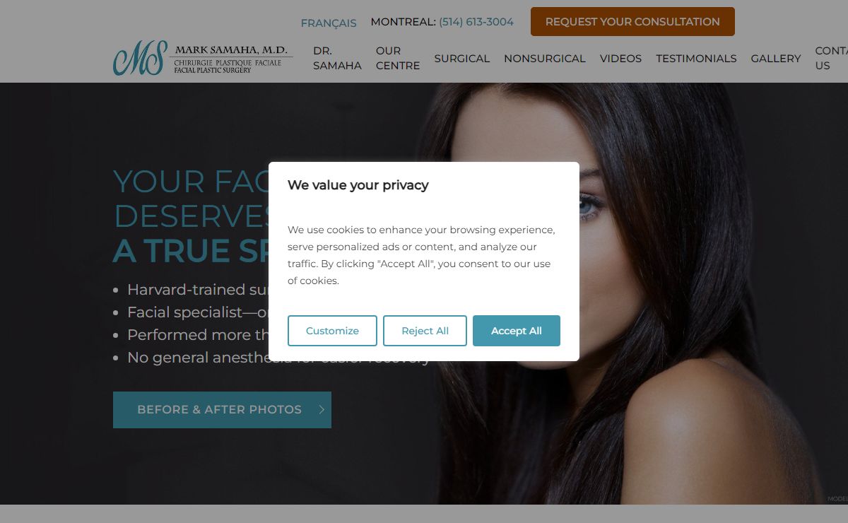 Montreal Centre for Facial Plastic Surgery Serving Laval, & Gatineau | Dr. Mark Samaha