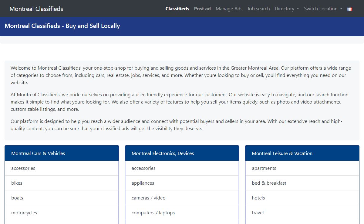 Montreal Classifieds | Buy and Sell Goods and Services in Montreal