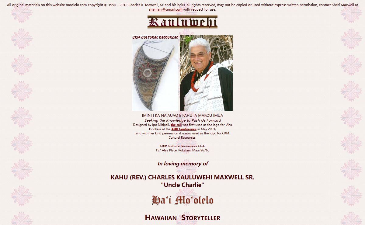 "Uncle Charlie" - HAWAIIAN STORYTELLER - Ha`i Mo`olelo