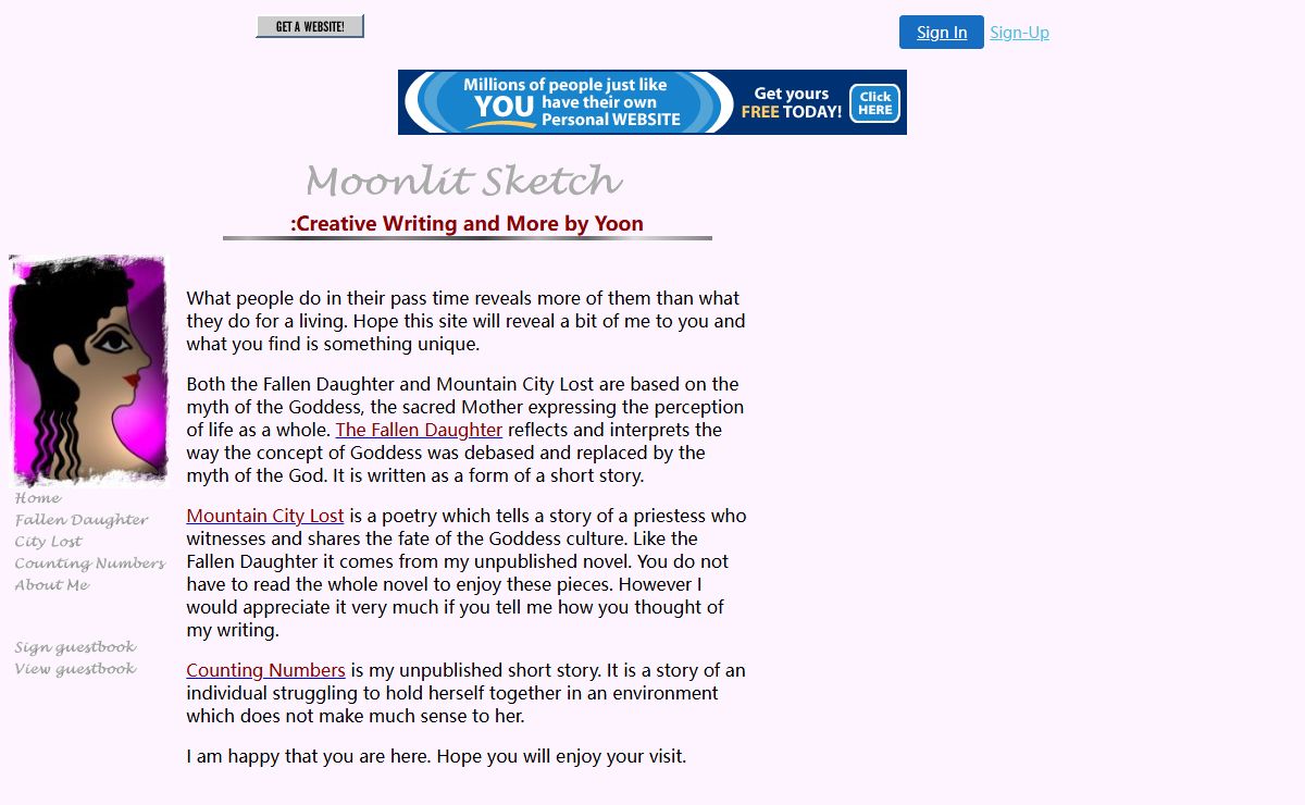 Moonlit Sketch Index Page: Creative online writing from unpublished novel