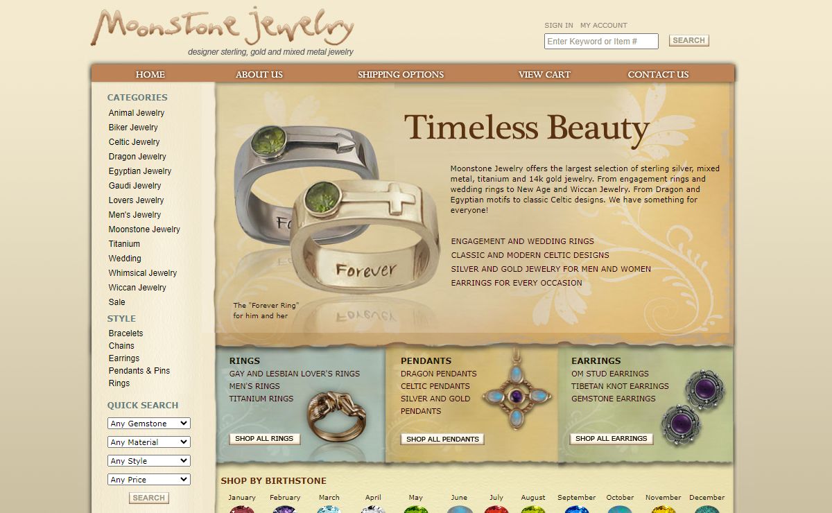 Moonstone Jewelry - New Age, Nature and Wiccan Jewelry including Dragons, Egyptian and Celtic designs - Moonstone-Jewelry.com