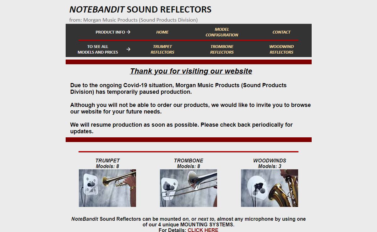 Morgan Music Products' NoteBandit Sound Reflector