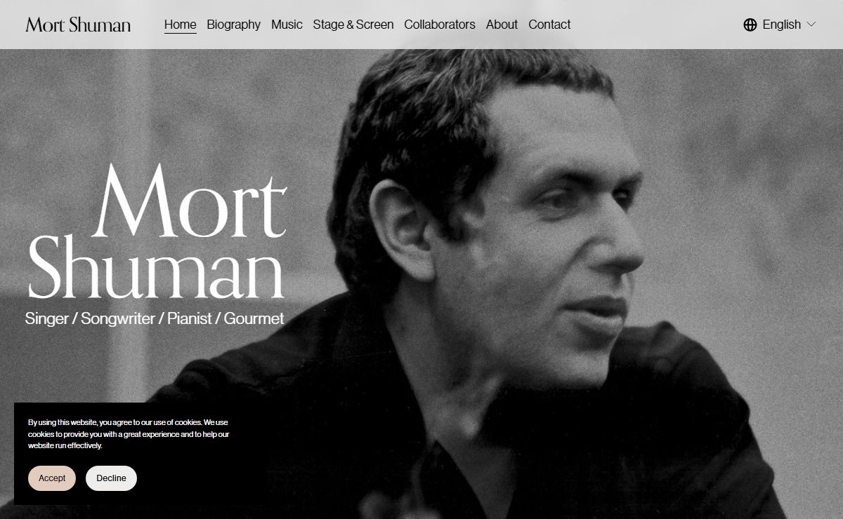 Mort Shuman: Singer / Songwriter / Pianist / Gourmet