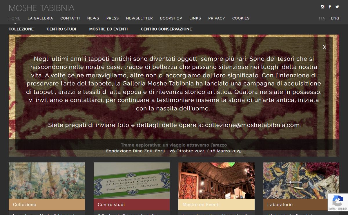 Moshe Tabibnia. Galleria e centro di ricerca d’arte tessile. Tappeti, arazzi e tessuti d’altra epoca