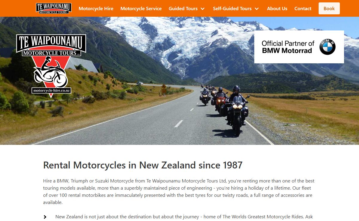 New Zealand Motorcycle Tours, Rentals and Hire christchurch-auckland - Rental Motorbikes Te Waipounamu Motorcycle Tours
