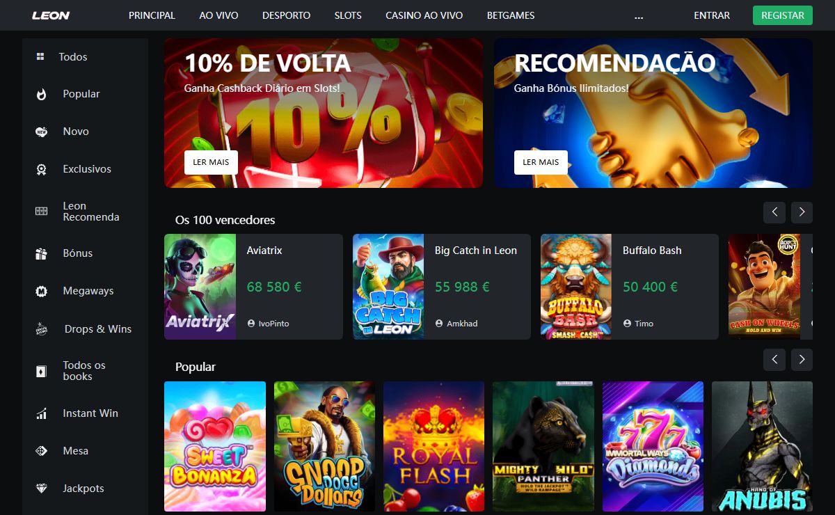 ➡️ Leon Casino |100% Bónus no Primeiro🔥Depósito até €500 + 250 FS! # 2025