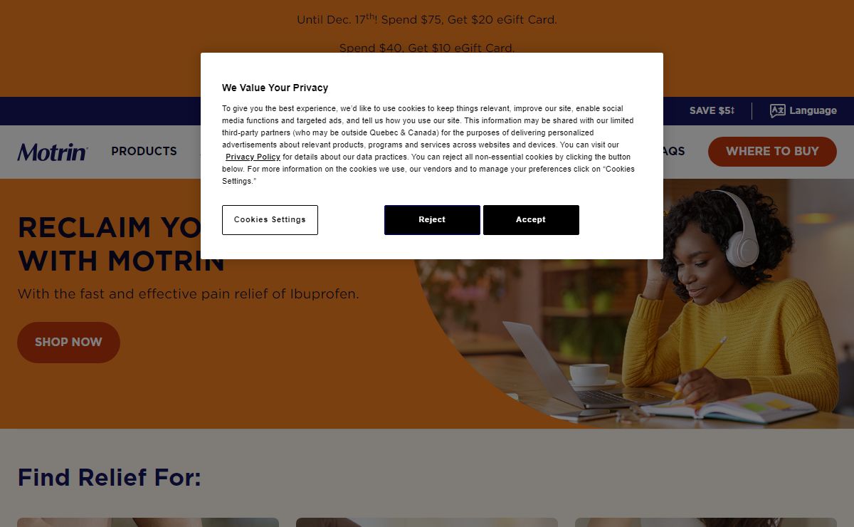 MOTRIN® Official Canadian Website | Pain Relief Products