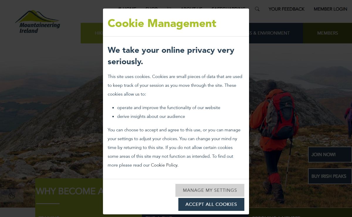 Mountaineering Ireland homepage