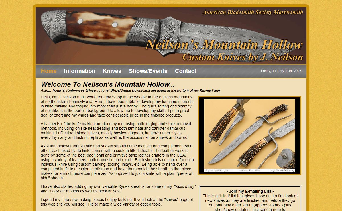 Neilson's Mountain Hollow - Custom Knives by J. Neilson