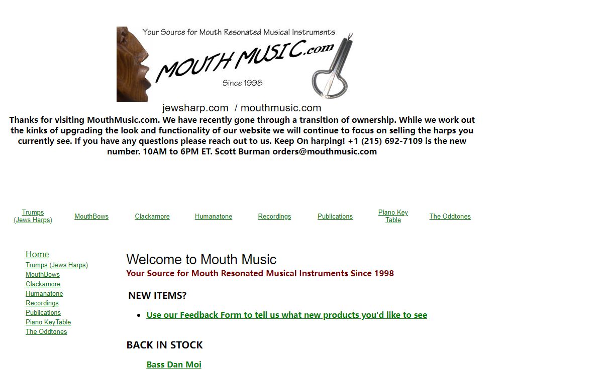 Mouth Music.com - Jewsharp.com - Your source for Mouth Resonated Musical Instruments