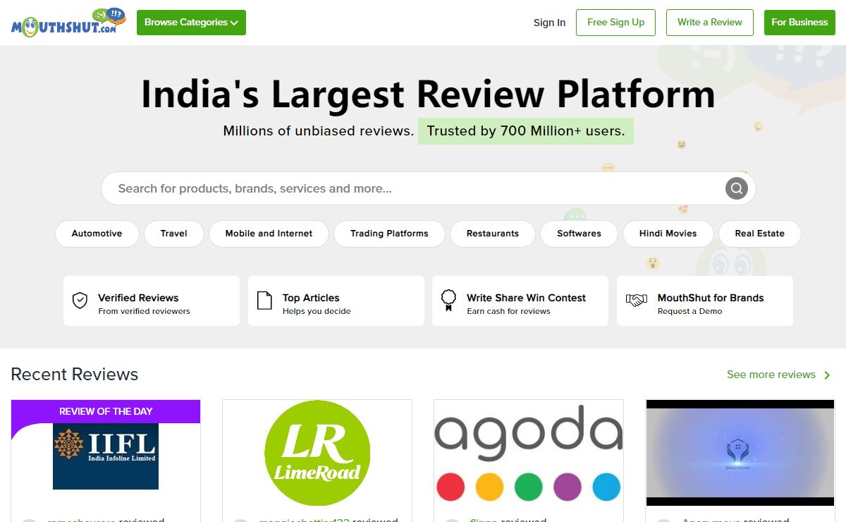 Consumer reviews on Movies, Cars, Bikes, Mobile Phones, Music, Books, Airlines, Restaurants, Hotels & more - MouthShut.com