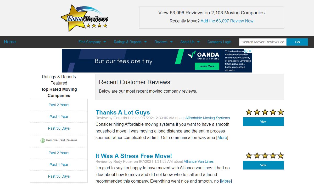 Ratings and Reviews of Moving Companies - Your Source For Finding a Quality Mover! - Mover Reviews.com