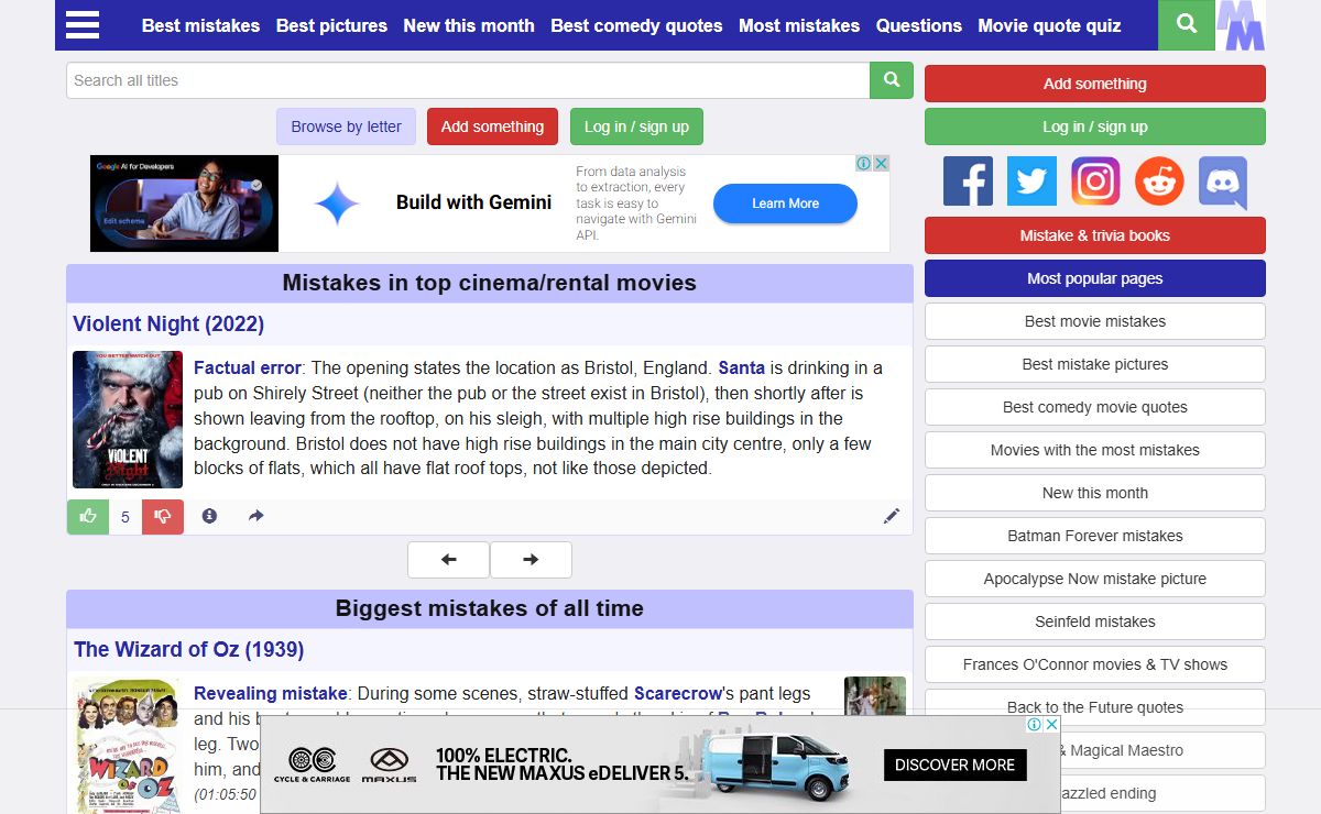 Movie mistakes - goofs, bloopers, pictures, quotes and trivia from thousands of movies