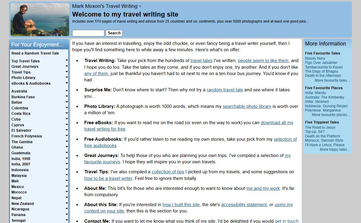 Mark Moxon's Travel Writing