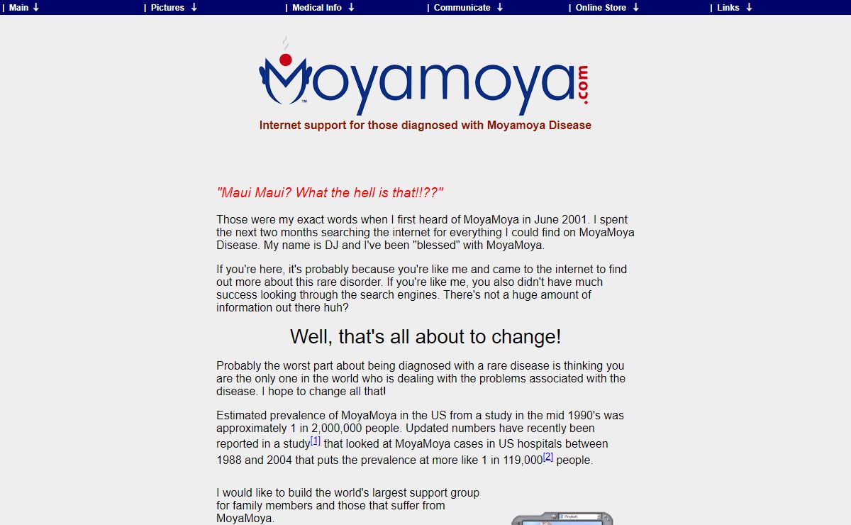 Moyamoya Disease - Internet Support Group for MoyaMoya families