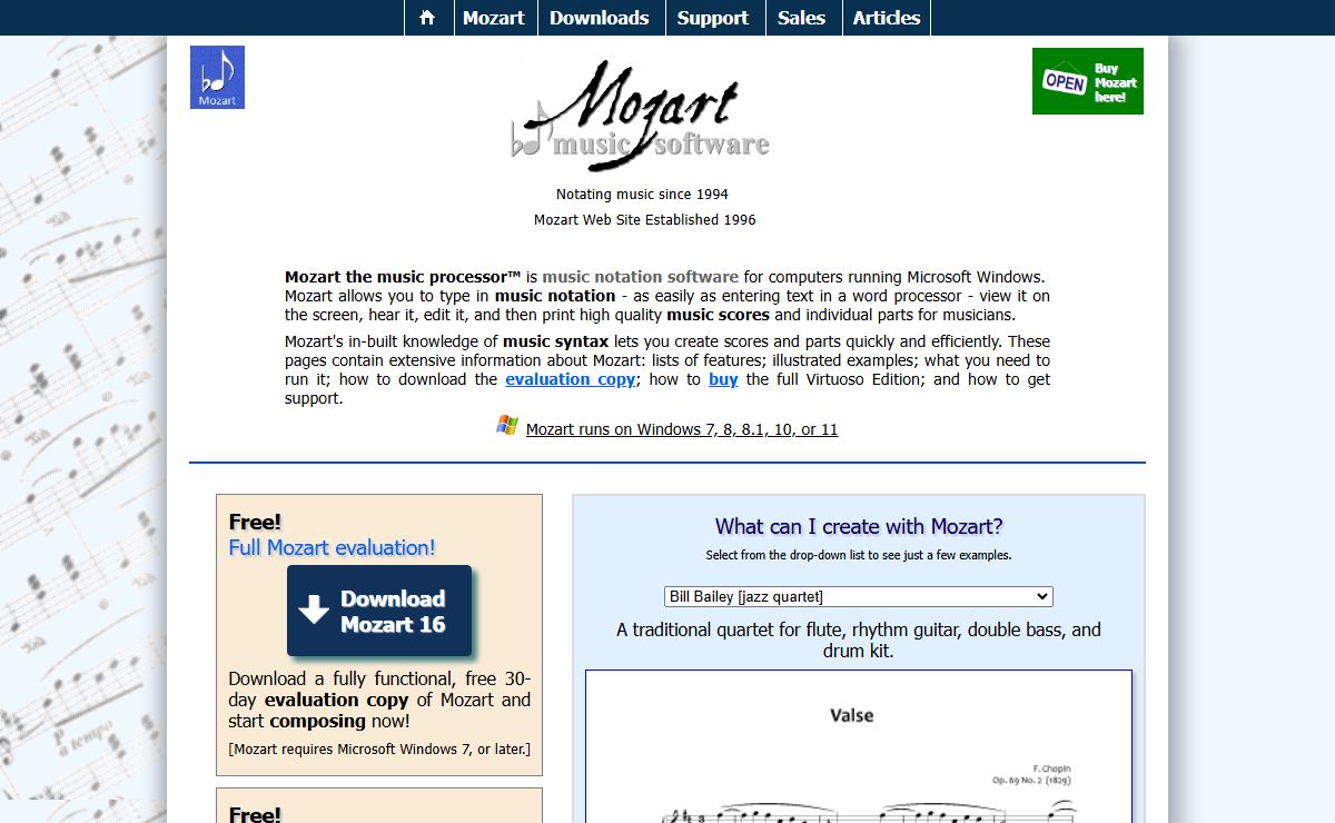 Mozart music notation software