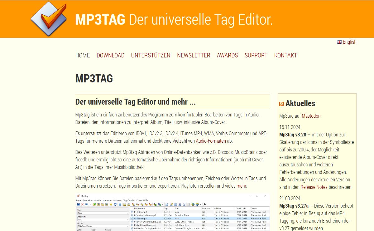 Mp3tag - der universelle Tag Editor (ID3v2, MP4, OGG, FLAC, ...)