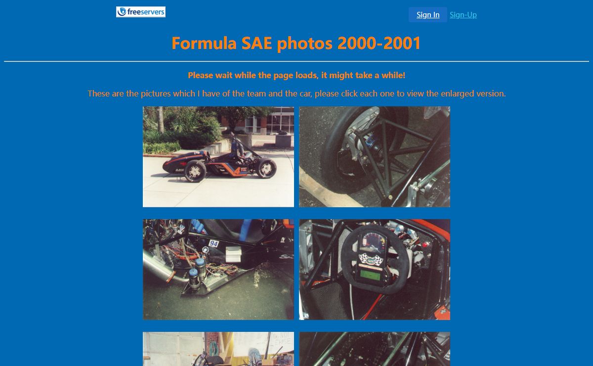 Formula SAE Pictures 2000-2001