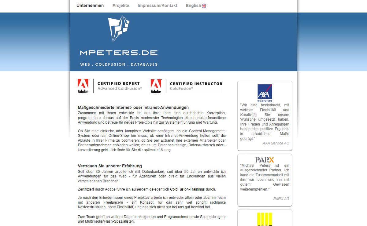 Michael Peters - Web | ColdFusion | Datenbanken