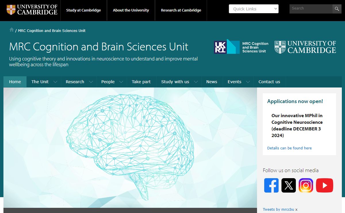 MRC Cognition and Brain Sciences Unit – Using cognitive theory and innovations in neuroscience to understand and improve mental wellbeing across the lifespan