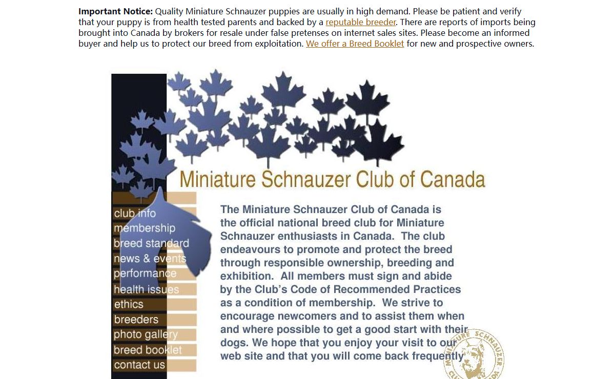 ....Welcome To The Miniature Schnauzer Club of Canada....