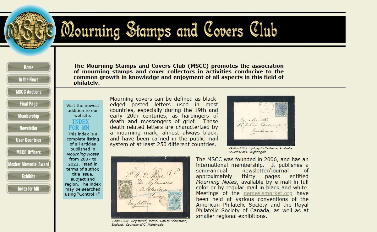 Mourning Stamps and Covers Club